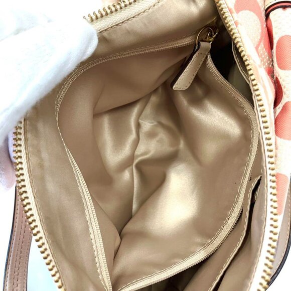 Coach limited edition Woven Leather 2-Way Shoulder Bag Coral Pink Y2K Signature - Picture 3 of 4